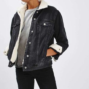 Topshop Fur Lined Jean Jacket